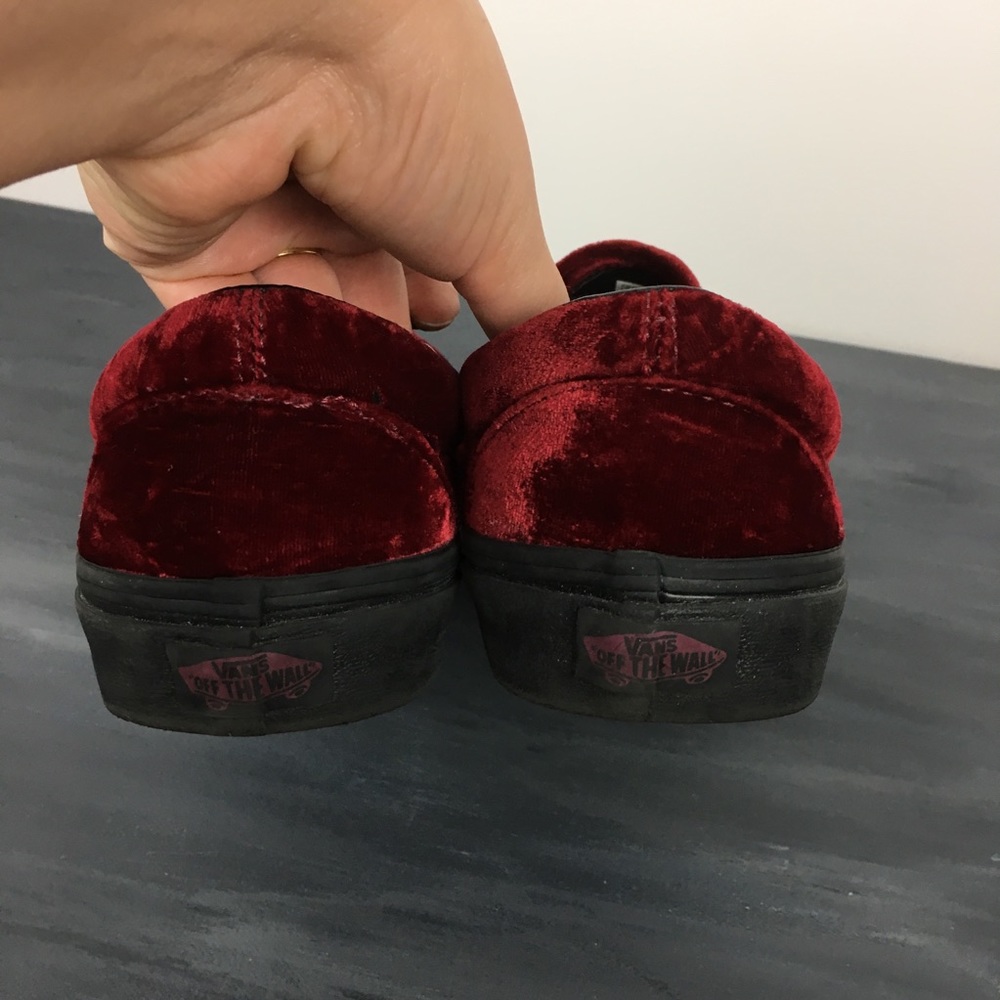 Vans Slip-On Sneakers Burgundy Velvet with Black Sole - Picture 6 of 6